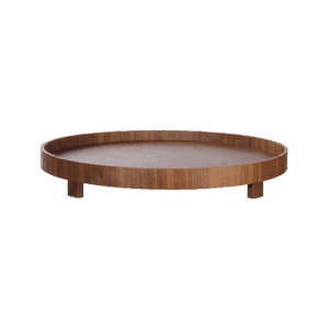 tray with feet round brown