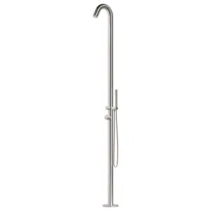 Outdoor Shower Sined Alghero In Satin Stainless Steel Shower With Mixer And Hand Shower 6 Cm Diameter Body Shower And Accessories In Stainless Steel Aisi 316l Shower With Hot And Cold Water Inlet Concealed Connections On The Base