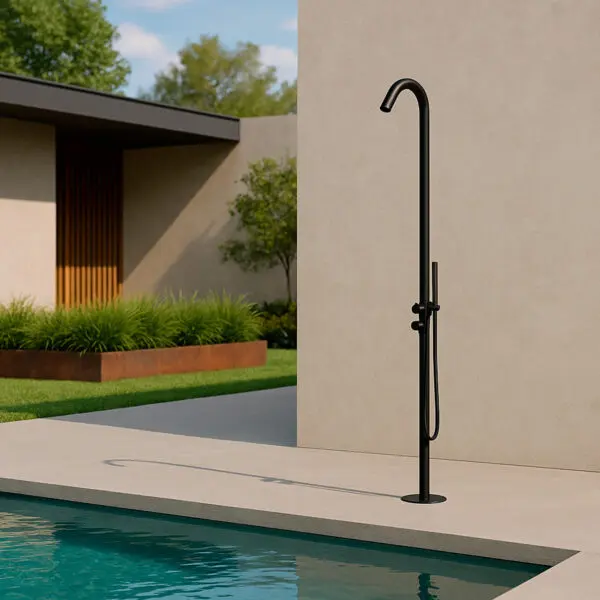 Garden Shower Black Sined Alghero In Steel Black Matt Shower With Mixer And Hand Shower Shower Body And Accessories In Stainless Steel Aisi 316l Shower For Indoor And Outdoor Use Hot And Cold Water Inlet From Below Drum Diameter 60mm h 2289 Mm - Image 9