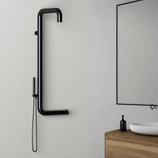 The Sined Arborea Nera Shower Is Mounted Directly On The Wall. Made Of Excellent Quality 316l Stainless Steel. Shower With Hot And Cold Water Inlet. Dual Mixers For Shower Head And Hand Shower, With 3-way Valve. Also Excellent In The Home. - Image 5