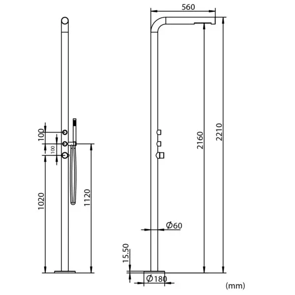 Modern Outdoor Shower 316L | SINED - Image 7