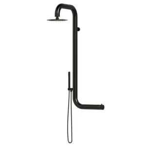 Sined Cabras, Black Wall Shower In Stainless Steel Aisi 316l Nautical, Homage To Sardinia. Elegance, Advanced Design With Mixer And Large Shower Head. Easy Installation With 3 Fastening Points, For Small Spaces And Intensive Use, Indoor Or Outdoor