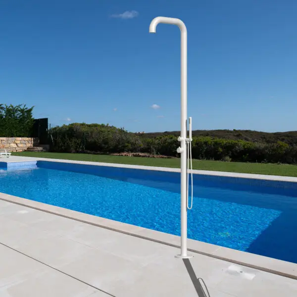 White Chia Sined Stainless Steel Outdoor Shower : Mixer And Shower, Structure And Accessories In Aisi 316l, 6 Cm Diameter Drum, Hotcold Water, Integrated Connections, Height 2300 Mm. Ideal For Outdoor And Indoor, Also For Marine Environments. - Image 4