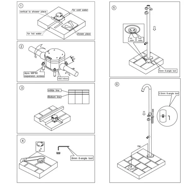White Chia Sined Stainless Steel Outdoor Shower : Mixer And Shower, Structure And Accessories In Aisi 316l, 6 Cm Diameter Drum, Hotcold Water, Integrated Connections, Height 2300 Mm. Ideal For Outdoor And Indoor, Also For Marine Environments. - Image 5