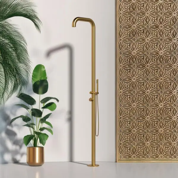 316l Nautical Stainless Steel Shower Sined Chia Gold. Mixer And Hand Shower, Structure And Accessories In Aisi 316l, Drum Diameter 6 Cm, Hotcold Water, Integrated Connections, Height 2300 Mm. Ideal For Outdoor And Indoor, Also For Marine And Spa Environm - Image 9