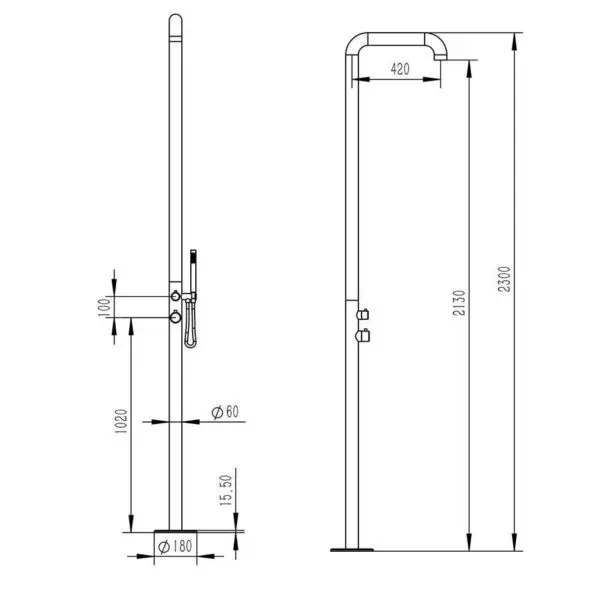 Elegant Outdoor Shower 316L | SINED - Image 6
