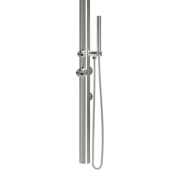 Chia Shower By Sined Combines Engineering And Italian Design, Corrosion And Wear Resistant Aisi 316l (nautical) Steel. Minimalist Style, Wall Mounting For Limited Spaces. Ideal For Home And All Outdoor Spaces Sea, Spa, Garden, Pool. - Image 2