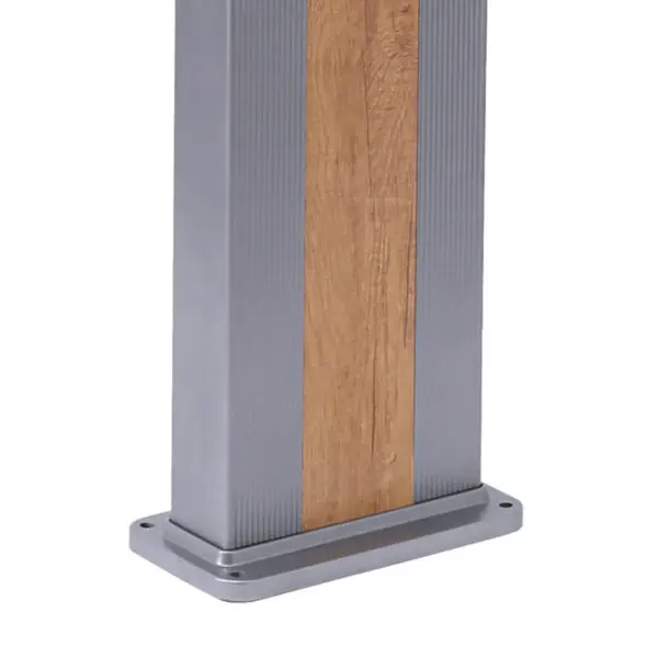 Elegant Solar Shower In Aluminium Ella Grey Colour With Central Strip Wood Colour Garden And Outdoor Swimming Pool Shower With Mixer Square Shower Head And Foot Wash Tap Aluminium Structure 40 Litres Tank Height 224 Cm. - Image 4