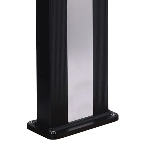 Shower Solar Heating Black Aluminum Model Ella With Central Inox Band. Ecological Shower For Outdoor Use With a Large Tank Of 40 Liters, 224 Cm High, Equipped With Mixer, Large Square Shower Head And Useful Foot Wash Tap. - Image 4