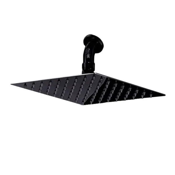 Shower Solar Heating Black Aluminum Model Ella With Central Inox Band. Ecological Shower For Outdoor Use With a Large Tank Of 40 Liters, 224 Cm High, Equipped With Mixer, Large Square Shower Head And Useful Foot Wash Tap. - Image 5