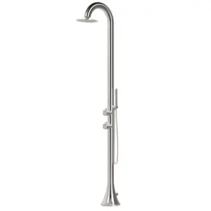 Nautical 316l Sined Inox Stainless Steel Shower Luna d Inox, Ideal For Indoor And Outdoor Use. Durable, Elegant and Designed To Last. With Silver Flexible Hand Shower. Hot and cold water.