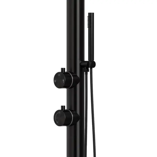 The Luna d Black Model Shower In Aisi Inox 316l Steel Combines Design And Functionality. With Hot And Cold Water Inlets, Ideal For Outdoor Installations. The Black Stainless Column Also Ensures Long Life Due To The High Quality Of The Steel. - Image 2