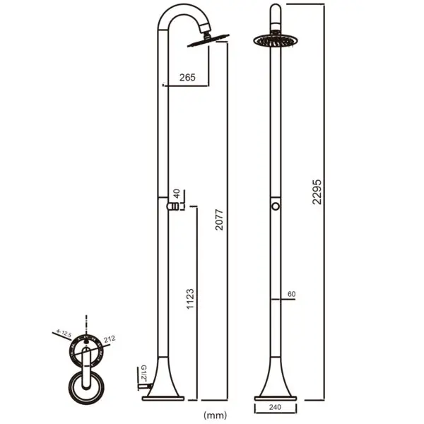 New Nautical Luna Stainless Steel Shower In Black, Ideal For Outdoor Use. For Gardens Or Pool Areas, It Offers a Refreshing Cold Water Spray That Is Resistant To Corrosion And Weathering. Durability, Elegance And Timeless Italian Design. - Image 5