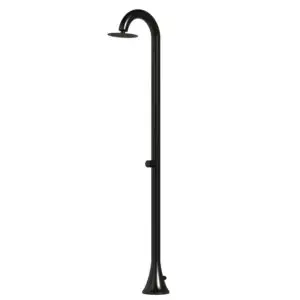 New Nautical Luna Stainless Steel Shower In Black, Ideal For Outdoor Use. For Gardens Or Pool Areas, It Offers a Refreshing Cold Water Spray That Is Resistant To Corrosion And Weathering. Durability, Elegance And Timeless Italian Design.