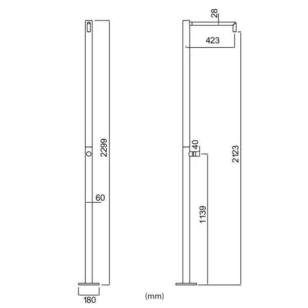 Stainless 316l Pool Shower With Timer. Cold Water Only. Ideal for community spaces. Vandal proof shower head. Resistant to corrosion and marine environments. Water connection through the floor. - Image 6