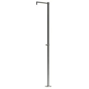 Stainless 316l Pool Shower With Timer. Cold Water Only. Ideal for community spaces. Vandal proof shower head. Resistant to corrosion and marine environments. Water connection through the floor.