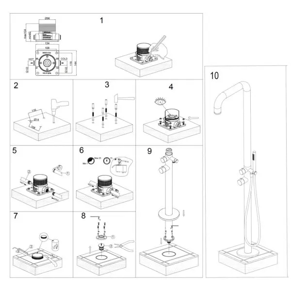 Stainless 316l Pool Shower With Timer. Cold Water Only. Ideal for community spaces. Vandal proof shower head. Resistant to corrosion and marine environments. Water connection through the floor. - Image 5