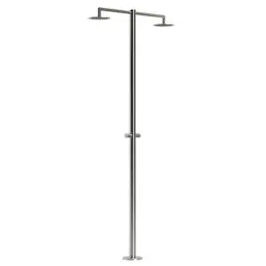 Sined Ortro Nautical 316l Stainless Steel Outdoor Shower With Two Showerheads. Designed For Maximum Comfort And Water Savings, With Simplified Installation And Unique Resistance, Combines Italian Design And Innovation. Ideal For Any Outdoor Space.