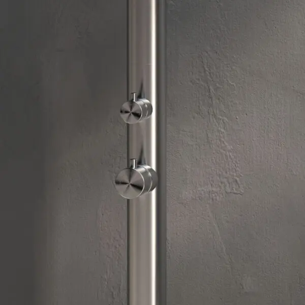 Olbia Inox: High Quality 316l Sined Nautical Steel Outdoor Shower, h 243.9cm, 6cm Diameter, With C-box System For Superior Stability. Ideal For Marine Environments, Gardens, Swimming Pools. Elegant Design, Integrated Mixer, Corrosion Resistant. - Image 2