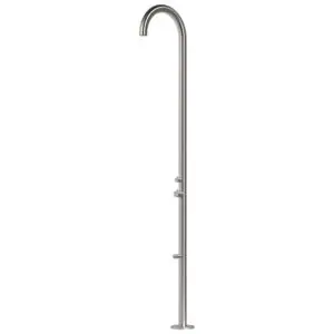 Olbia Inox: High Quality 316l Sined Nautical Steel Outdoor Shower, h 243.9cm, 6cm Diameter, With C-box System For Superior Stability. Ideal For Marine Environments, Gardens, Swimming Pools. Elegant Design, Integrated Mixer, Corrosion Resistant.