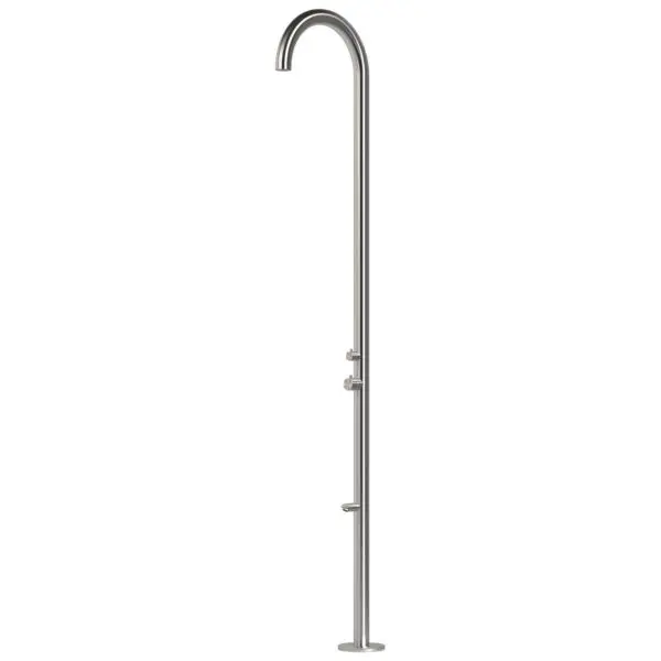 Olbia Inox: High Quality 316l Sined Nautical Steel Outdoor Shower, h 243.9cm, 6cm Diameter, With C-box System For Superior Stability. Ideal For Marine Environments, Gardens, Swimming Pools. Elegant Design, Integrated Mixer, Corrosion Resistant.