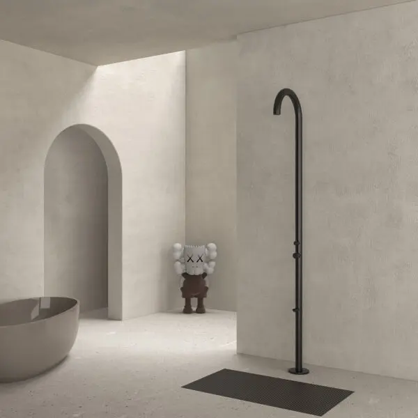 Black Olbia: High Quality Black 316l Sined Stainless Steel Outdoor Shower, h 243.9cm, 6cm Diameter, With C-box System For Superior Stability. Ideal For Marine Environments, Gardens, Swimming Pools. Elegant Design, Integrated Mixer, Corrosion Resistant. - Image 6