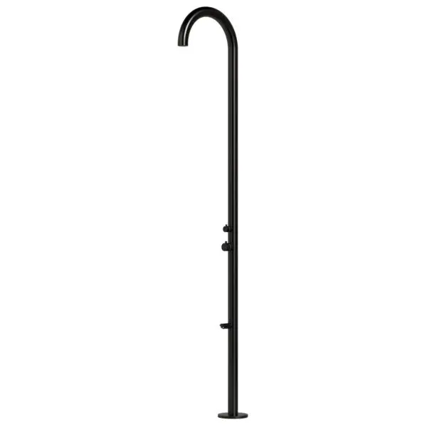 Black Olbia: High Quality Black 316l Sined Stainless Steel Outdoor Shower, h 243.9cm, 6cm Diameter, With C-box System For Superior Stability. Ideal For Marine Environments, Gardens, Swimming Pools. Elegant Design, Integrated Mixer, Corrosion Resistant.