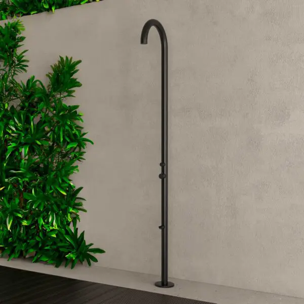 Black Olbia: High Quality Black 316l Sined Stainless Steel Outdoor Shower, h 243.9cm, 6cm Diameter, With C-box System For Superior Stability. Ideal For Marine Environments, Gardens, Swimming Pools. Elegant Design, Integrated Mixer, Corrosion Resistant. - Image 8