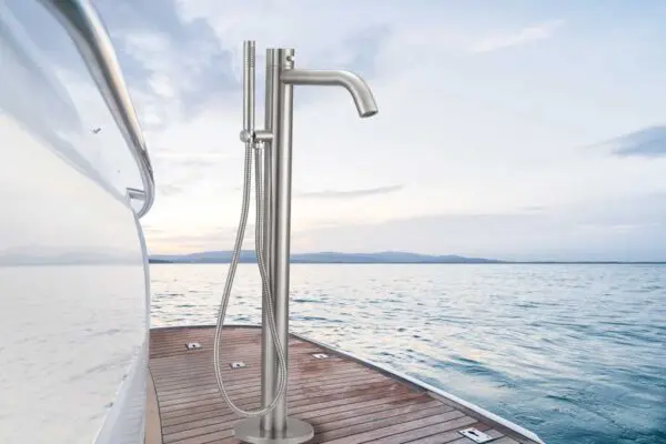 Mini Stainless Steel Free Standing Bathtub Pedestal With Hand Shower Sined Oristano Inox Mixing Of Both Shower Head And Movable Hand Shower Shower With Hot And Cold Water Inlet In Excellent Quality 316l Stainless Steel Also Suitable For Outdoor Use - Image 10