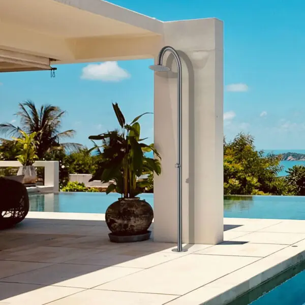 Quality Stainless Shower Only Cold Water For Swimming Pools Gardens And Beaches Sined Model Palau. Structure And Accessories In Aisi 316l Stainless Steel, Marine Steel. Drum Diameter 6 Cm. Cold Water Only Supply. Weather And Salt Resistant. - Image 6