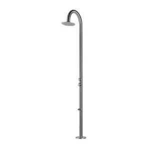 Palau Sined Shower For Indoor And Outdoor Use With Shower Head Diameter 25 Cm Structure And Accessories In Stainless Steel Aisi 316l, Marine Steel. Shower Shaft Diameter 6 Cm With Hot And Cold Water Supply, Equipped With Mixer And Foot-washing System.