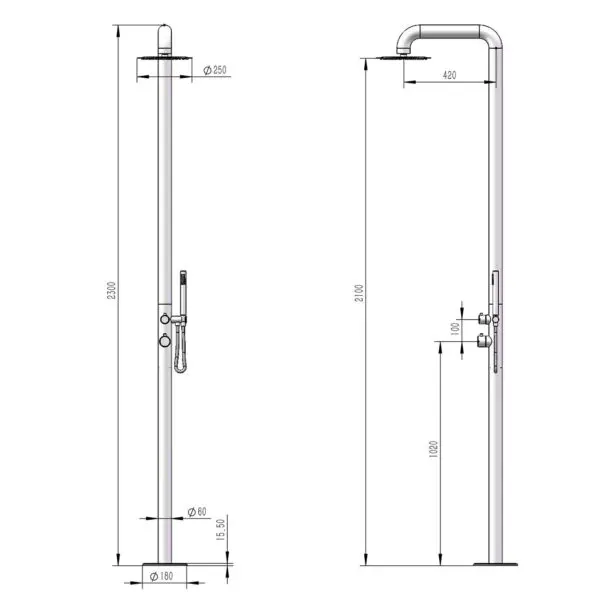 Elegant Outdoor Shower 25CM | SINED - Image 8