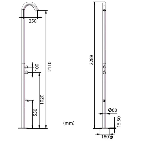 Quartu Shower Steel Aisi Inox 316L Gold Rpsa. - Image 9
