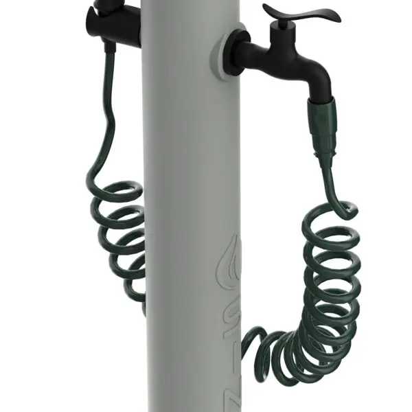 Garden Fountain Acqua Pro Straight Structure In Polyethylene Hd, Suitable For Gardens, Swimming Pools, Beaches. Predisposition For Quick Connection Garden Hose. Flexible Hose 7, 5 Mt External . Spray Gun 8 Different Jets. Dove Color - Image 2