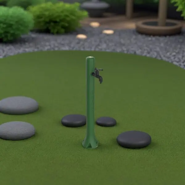 Green Garden Fountain With Side Water Connection Ideal For Watering The Garden Or Outdoor Spaces. Made Of High Resistance Polyethylene. Prearrangement For Garden Hose Quick Couplings Everything You Need For Easy Assembly - Image 9