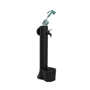 Black Garden Fountain Model Tritone-pro. Double Water Connection, Basket At The Base And Flexible Hose 7,5 M. Long To Water The Garden Or The Outdoor Spaces. Made Of High Resistance Polyethylene. Everything Necessary For Easy Assembly