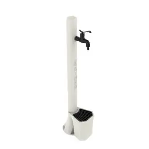Kit Composed By White Fountain And Bucket With 5 Liters Capacity And Cast Iron Grid To Collect Leaves. Made Of High Resistance Polyethylene. Prearrangement For Garden Hose Quick Couplings Everything You Need For Easy Assembly.