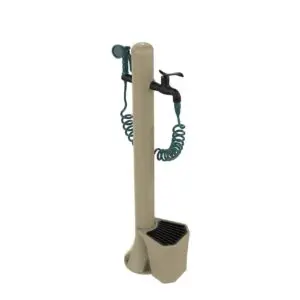 Turtledove Garden Fountain And Bucket With 5 Liters Capacity, Cast Iron Grid To Collect Leaves. Lateral Water Connection. Kit Made In High Resistance Polyethylene. External Flexible Hose 7,5 Mt And Spray Gun With 8 Different Jets.
