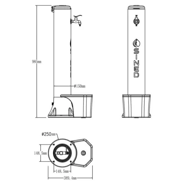 White Outdoor Fountain And Bucket With 5 Liters Capacity, Aluminum Leaf Catcher Grid Double Side And Bottom Water Connection. Made Of High Resistance Polyethylene Black Metal Alloy Tap With Garden Hose Quick Coupling - Image 8