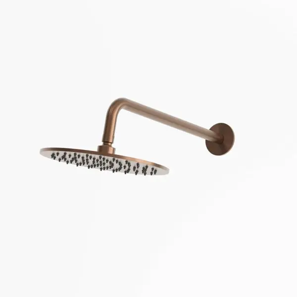 SINED Wall Shower Arm and Shower Head Kit. 30cm Shower Head. Made of 316L Stainless Steel PVD Rose Gold Finish. Ideal for Indoor and Outdoor, Elegant and Corrosion Resistant, Perfect for Modern Bathrooms and Outdoor Environments.