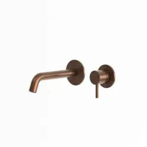 SINED LEVANTE Wall Mixer and Spout Kit. Wall-mounted Faucet In 316L Stainless Steel. Rose Gold PVD Finish. Ideal for Indoor and Outdoor, Stainless Finish, Elegant and Durable Design for Modern Bathrooms and Outdoor Environments.