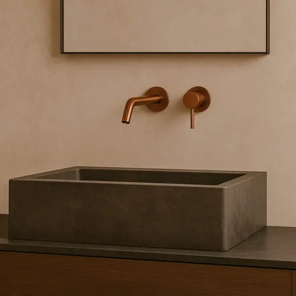 SINED LEVANTE Wall Mixer and Spout Kit. Wall-mounted Faucet In 316L Stainless Steel. Rose Gold PVD Finish. Ideal for Indoor and Outdoor, Stainless Finish, Elegant and Durable Design for Modern Bathrooms and Outdoor Environments. - Image 3
