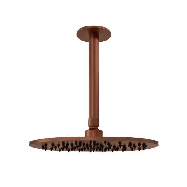 SINED LEVANTE Ceiling Shower Kit in 316L Stainless Steel. 24cm long arm and 25cm diameter shower head. PVD Rose Gold Finish. Indoor and Outdoor. Elegant and Corrosion Resistant Design. For Modern and Nautical Environments.