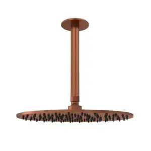 SINED LEVANTE Ceiling Shower Kit in 316L Stainless Steel. 24cm long arm and 30cm diameter shower head. PVD Rose Gold Finish. Indoor and Outdoor. Elegant and Corrosion Resistant Design. For Modern and Nautical Environments.