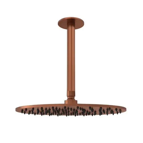 SINED LEVANTE Ceiling Shower Kit in 316L Stainless Steel. 24cm long arm and 30cm diameter shower head. PVD Rose Gold Finish. Indoor and Outdoor. Elegant and Corrosion Resistant Design. For Modern and Nautical Environments.