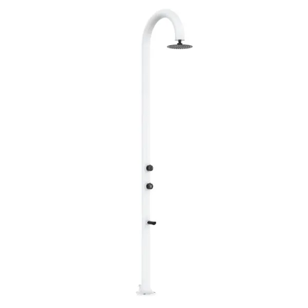 White Moon Shower In Aluminum Hot And Cold Water Sined With Temperature And Footwash Mixer. Double Water Connection, Bottom And Side, Installable Both Inside And Outside The House, Richly Equipped.