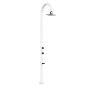 White Aluminum Sined Shower. Hot And Cold Water With Square Led Shower Head With Lcd Thermometer. Double Water Connection, Bottom And Side. Can Be Placed Outside Or Inside The House. Super Accessorized h 223,5 Cm. For Outdoors And Home.