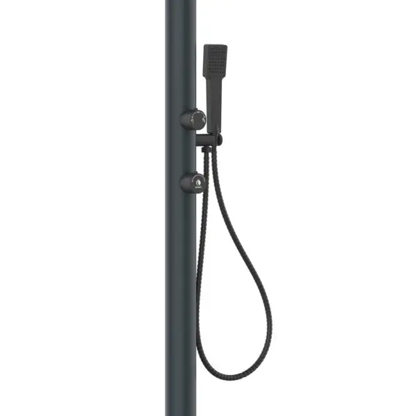 Aluminum Shower System, Gray Color, With Hot And Cold Water Function. Equipped With Round Anti-lime Shower Head And Double Water Connection. Ideal For Gardens, Swimming Pools, Campsites, Hotels, Bathing Establishments, Spas. - Image 2