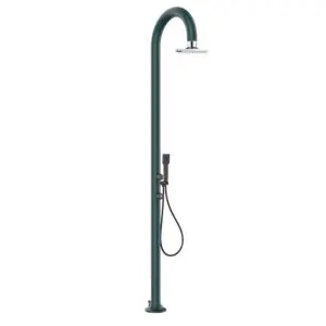 Sined Aluminum Gray Shower. Hot And Cold Water With Square Lcd Shower Head And Handy Hand Shower. Double Water Connection, Bottom And Side. Can Be Placed Outside Or Inside The House. Super Accessorized h 223.5 Cm. For Outdoor And Indoor Use.
