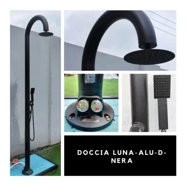 Black Aluminum Shower With Mobile Hot And Cold Water Hand Shower, Round Shower Head With Anti-scale Nozzles. Dual Water Connections, Bottom And Side. For All Outdoor And Indoor, Private And Commercial Activities. For Large Workloads. - Image 4